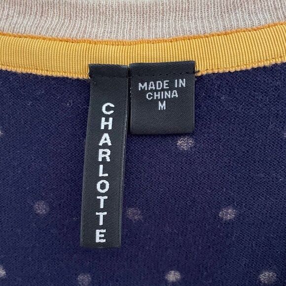 Charlotte Tarantola Lace Front Polka Dot Cardigan Size Medium - Picture 5 of 7